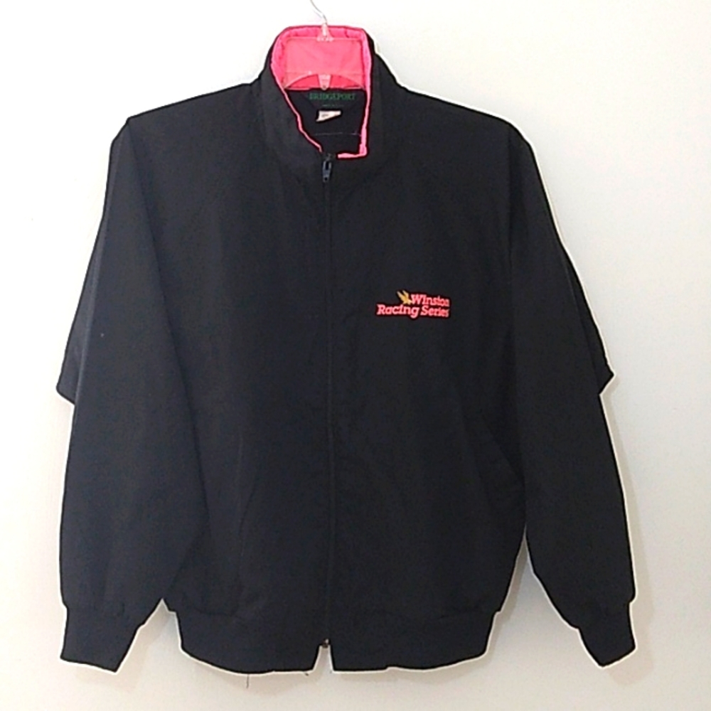 Vintage Winston Racing Series Bomber Jacket Size Large Hot Pink‎ Trim Unisex